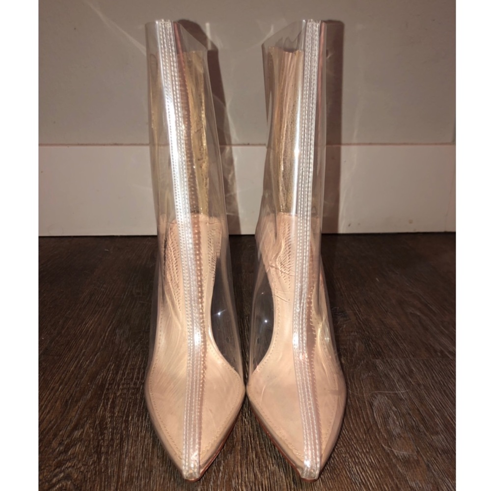 Fashion Nova clear vinyl booties, size 8